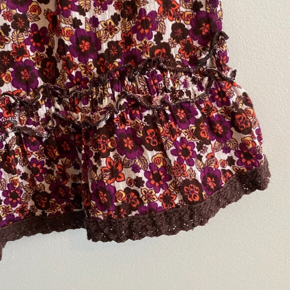 70s Style Floral Peasant Babydoll Puff Sleeve Ruffle Top Boho Cotton - Picture 4 of 9